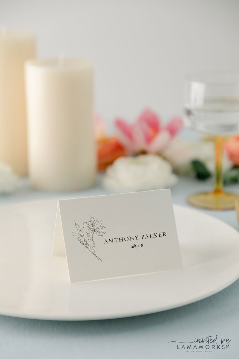 Simple Flower Escort Card or Place Card | Adrianna