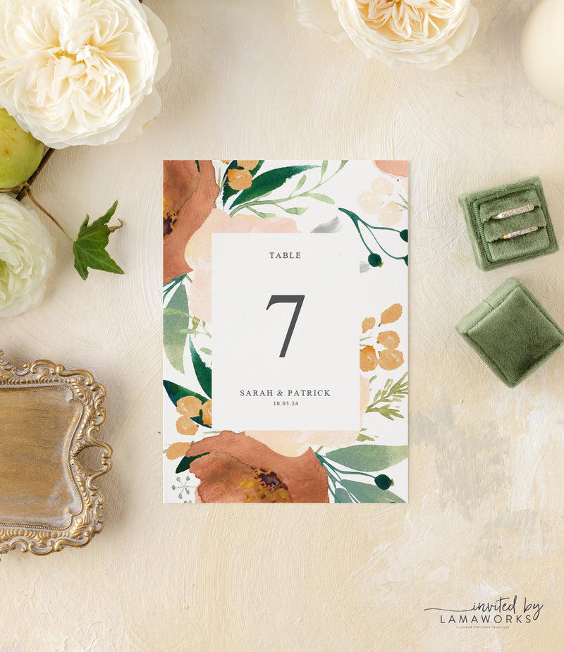 Elegant Watercolor Wedding Invitation Suite with Bright Summer Flowers | Grace