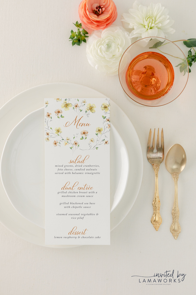 Elegant Wedding Invitation Suite with Watercolor Spring Flowers  | Ophelia