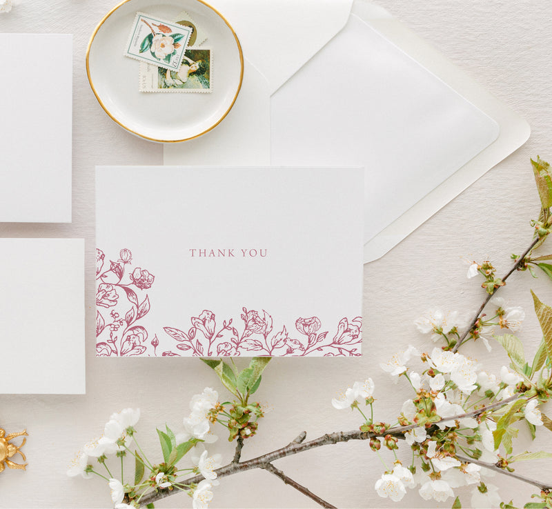 Blue Floral Thank You Cards - Ashley