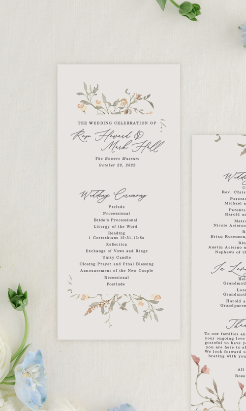 Mauve floral wedding invitation Bridgerton