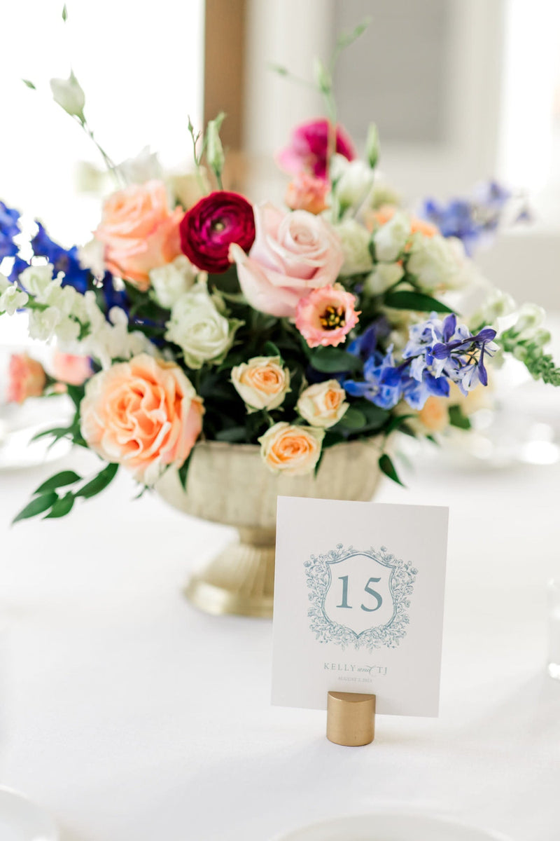 Blue and white table number card from the Ashley Collection by Invited by LamaWorks