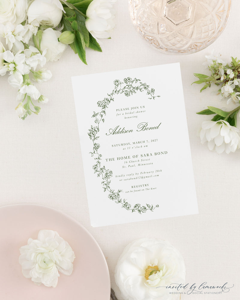 ADDISON | Floral Wreath Shower Invitation
