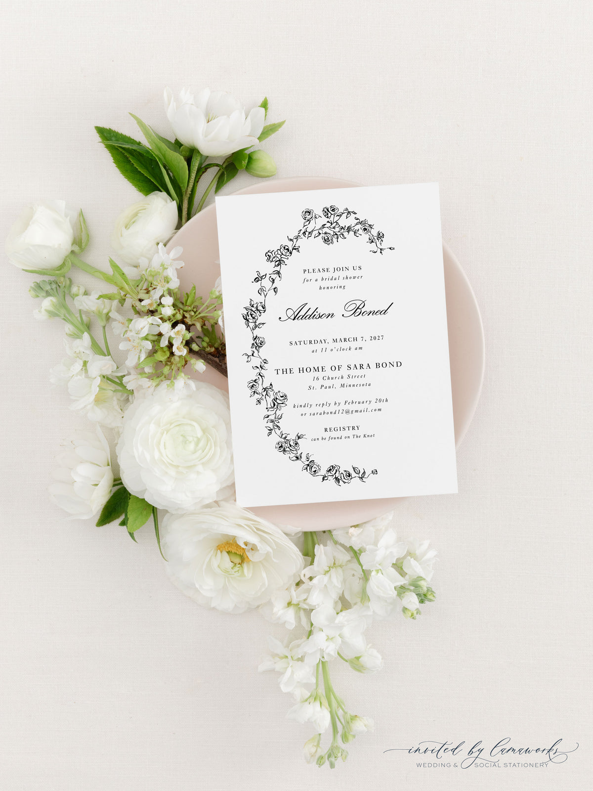 ADDISON | Floral Wreath Shower Invitation