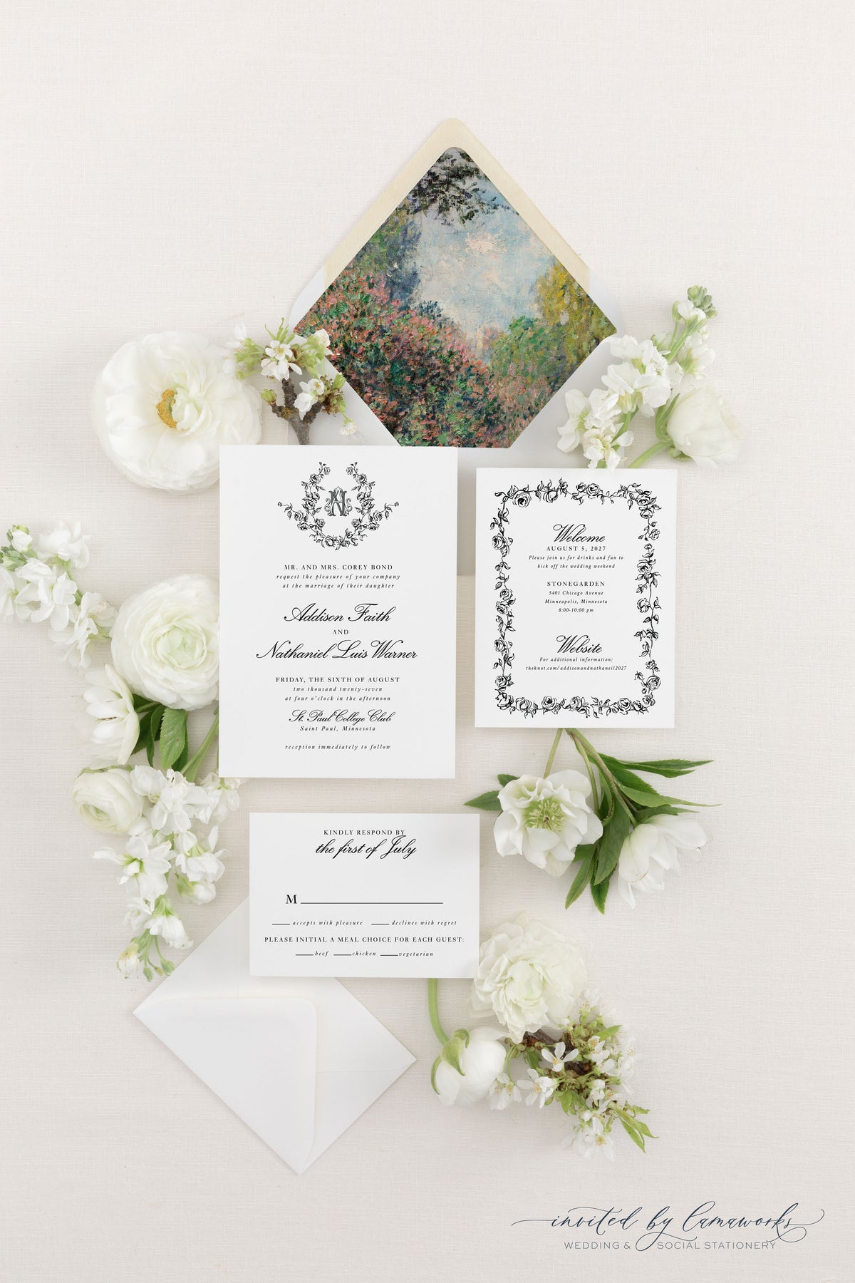 Addison | Invitation Suite - Crest and Monogram