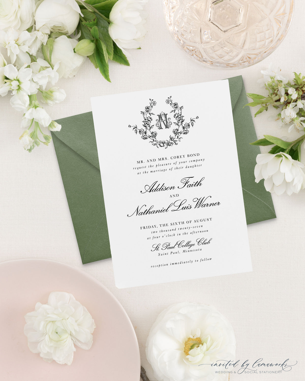 Addison | Invitation Suite - Crest and Monogram