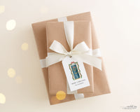Blue Christmas Wreath Gift Tag