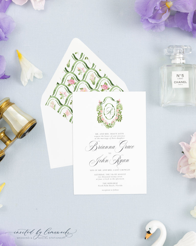 Brianna Floral Crest Invitation Suite