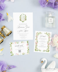 Brianna Floral Crest Invitation Suite