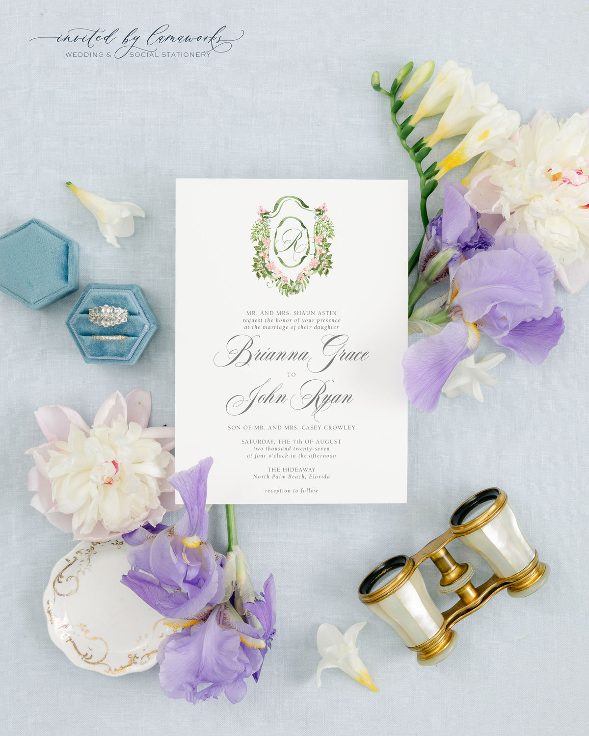 Brianna Floral Crest Invitation Suite