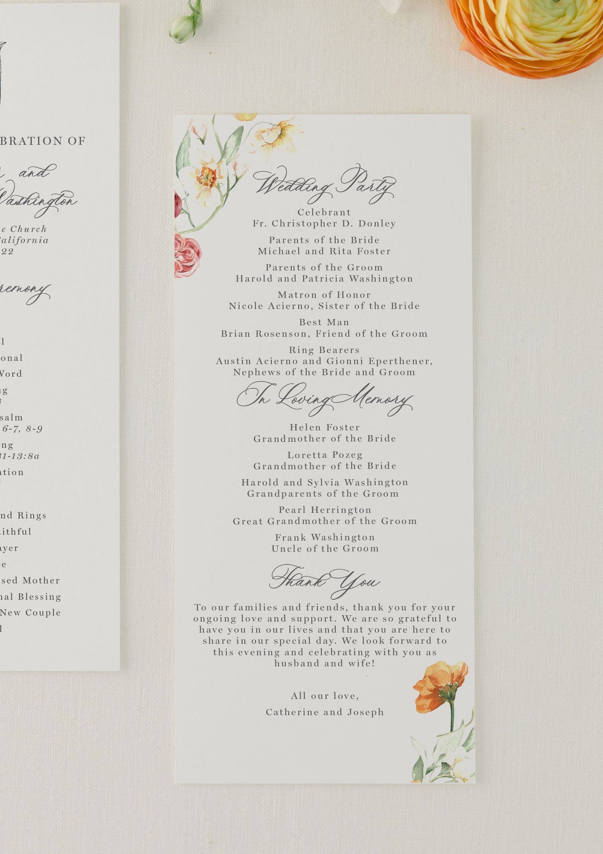Modern Wedding Program with Monogram | Evelyn