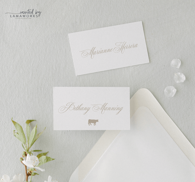 Calligraphy and Greenery Place Card or Escort Card | Jacquelyn