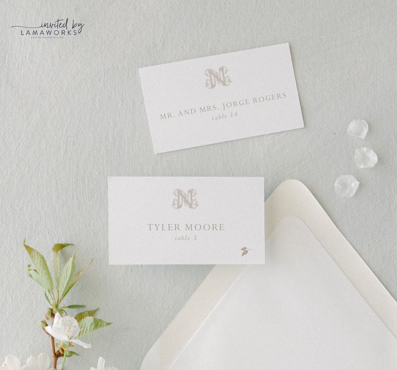 Elegant Calligraphy Place Card or Escort Card | Jenna