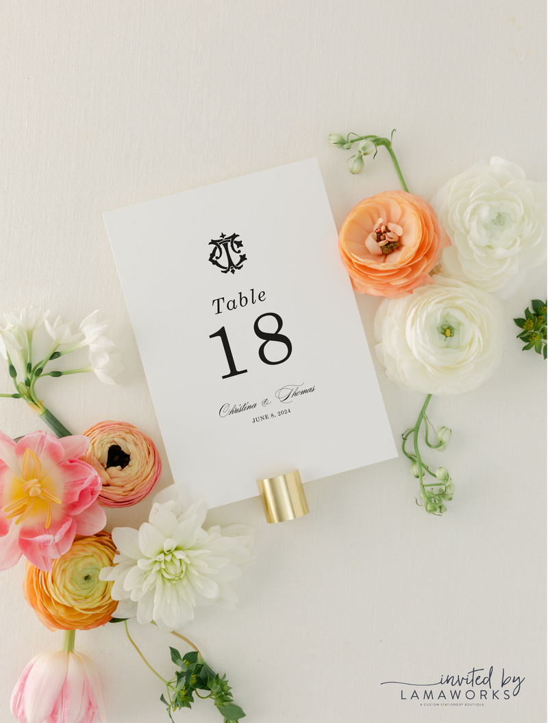 Muted Pastel Floral Table Numbers - Katrina