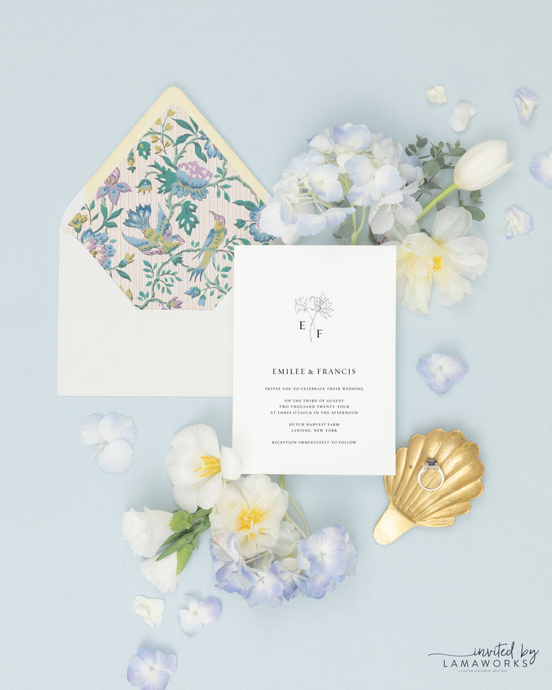Elegant Wedding Invitation Suite with Delicate Spring Flowers | Eloise