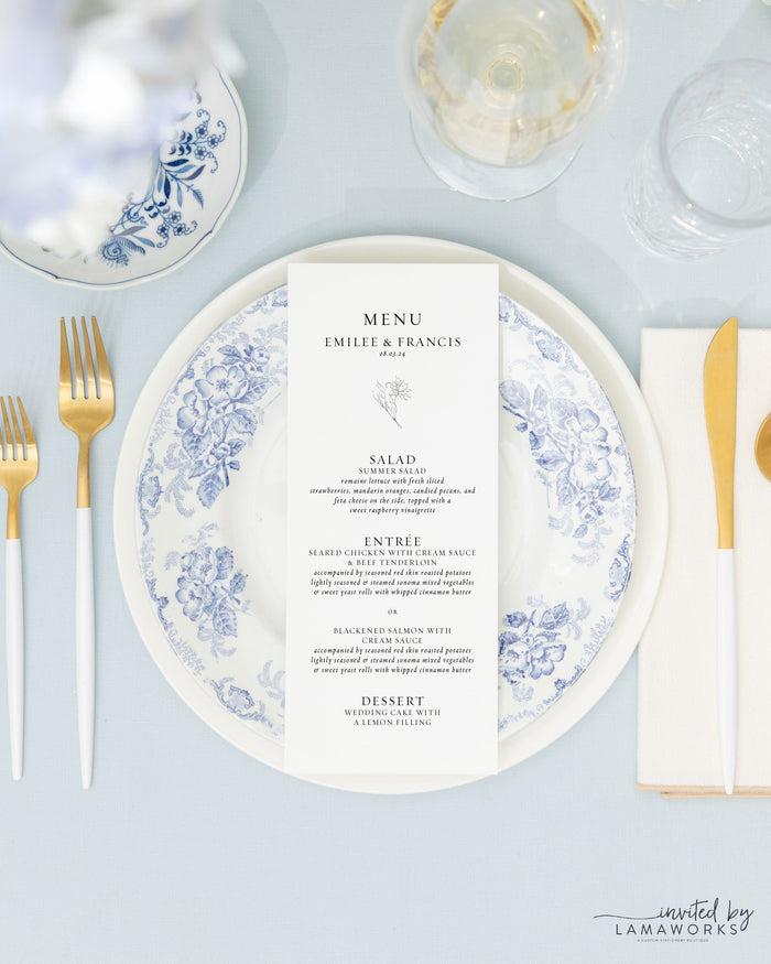 Emilee | Dinner Menu