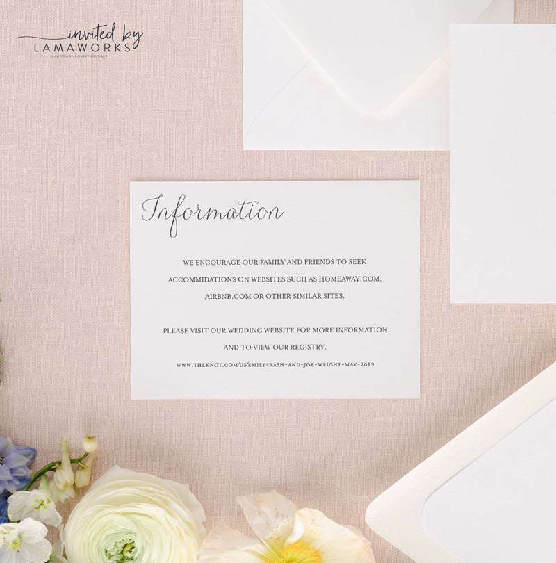 classic wedding invitation information card