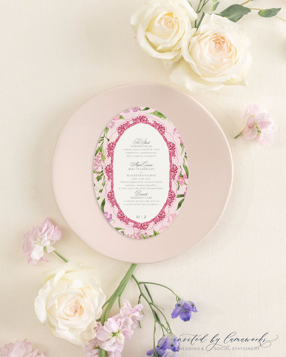 Hailey | Oval Wedding Menu Card