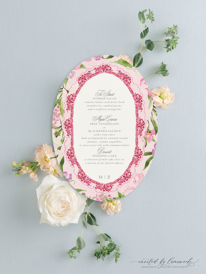 Hailey | Oval Wedding Menu Card