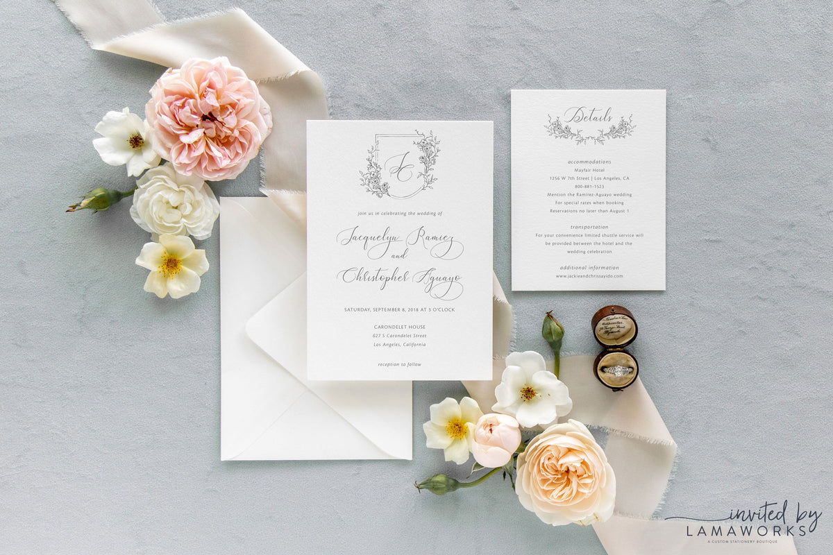 Vintage Illustration Botanical Wedding Invitation - Elizabeth & Grayson