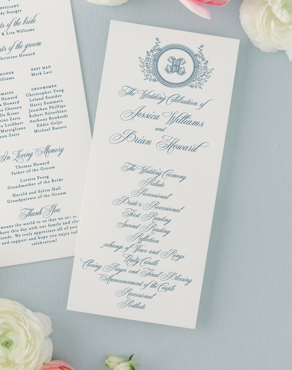 White Roses and Hydrangeas Watercolor Wedding Invitation | Jaime