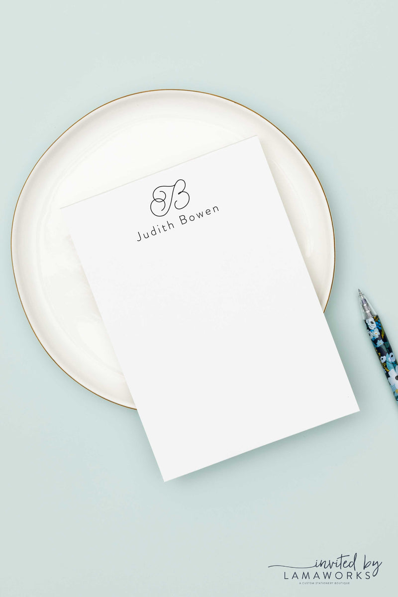 Elegant Monogram Notepad - Judith