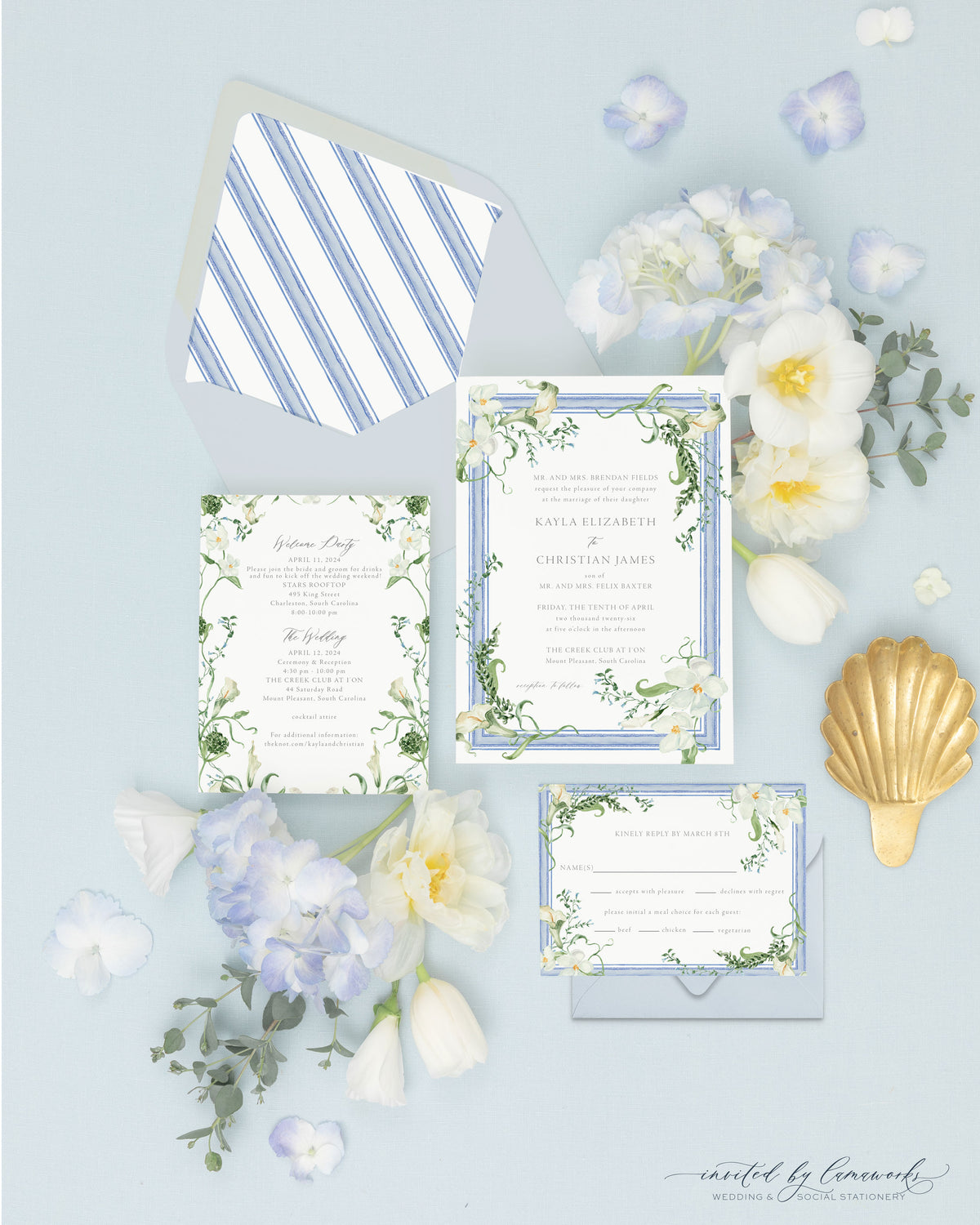 Kayla | Invitation Suite - Blue Frame