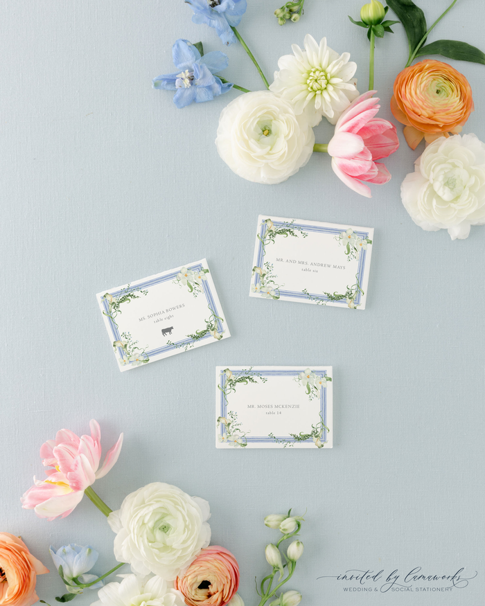 Kayla | Escort or Place Card with Blue Frame