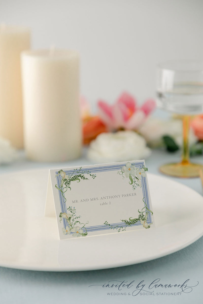 Kayla | Escort or Place Card with Blue Frame