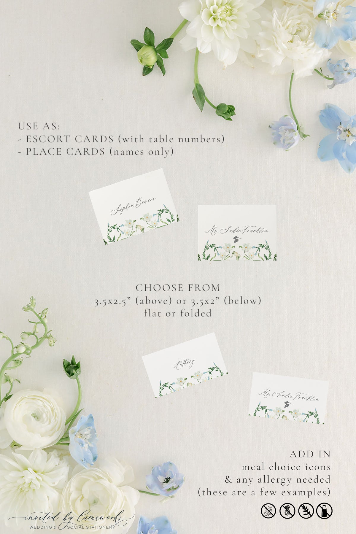 Kayla |  Floral Escort or Place Card