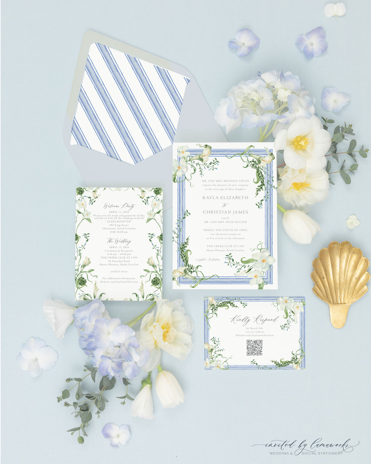 Kayla | Invitation Suite - Blue Frame