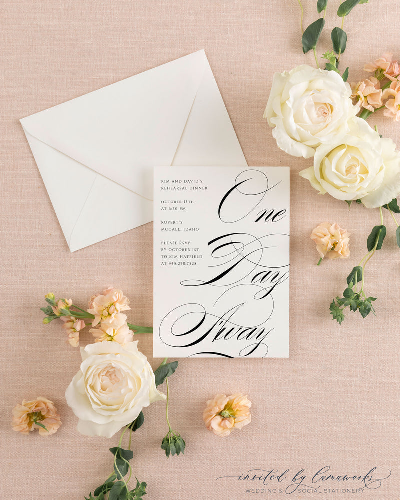 KIM | One Day Away - Rehearsal Dinner or Welcome Party Invitation