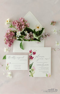 Pretty Pink Floral Invitations - Laura