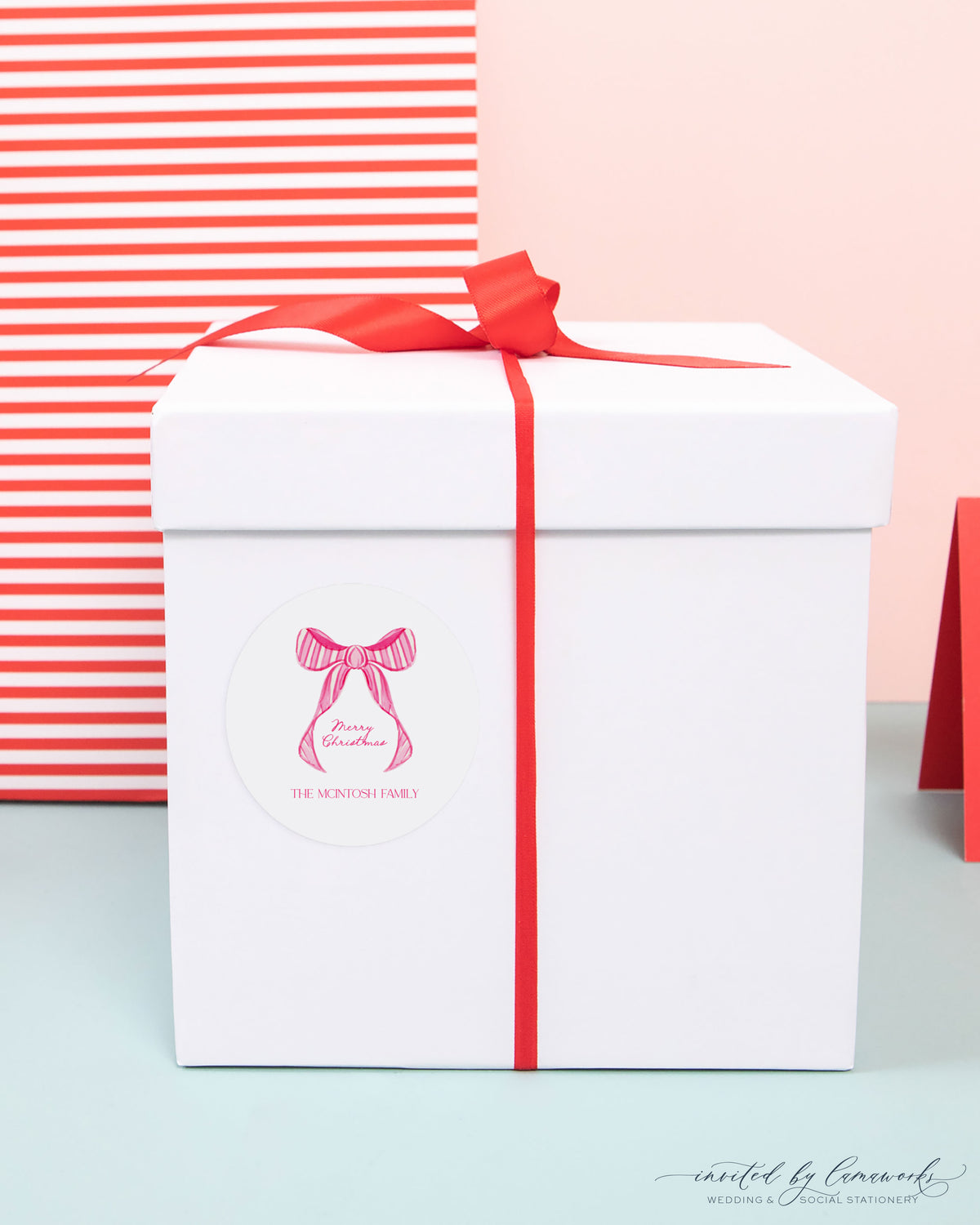 Merry Magenta Bow Sticker