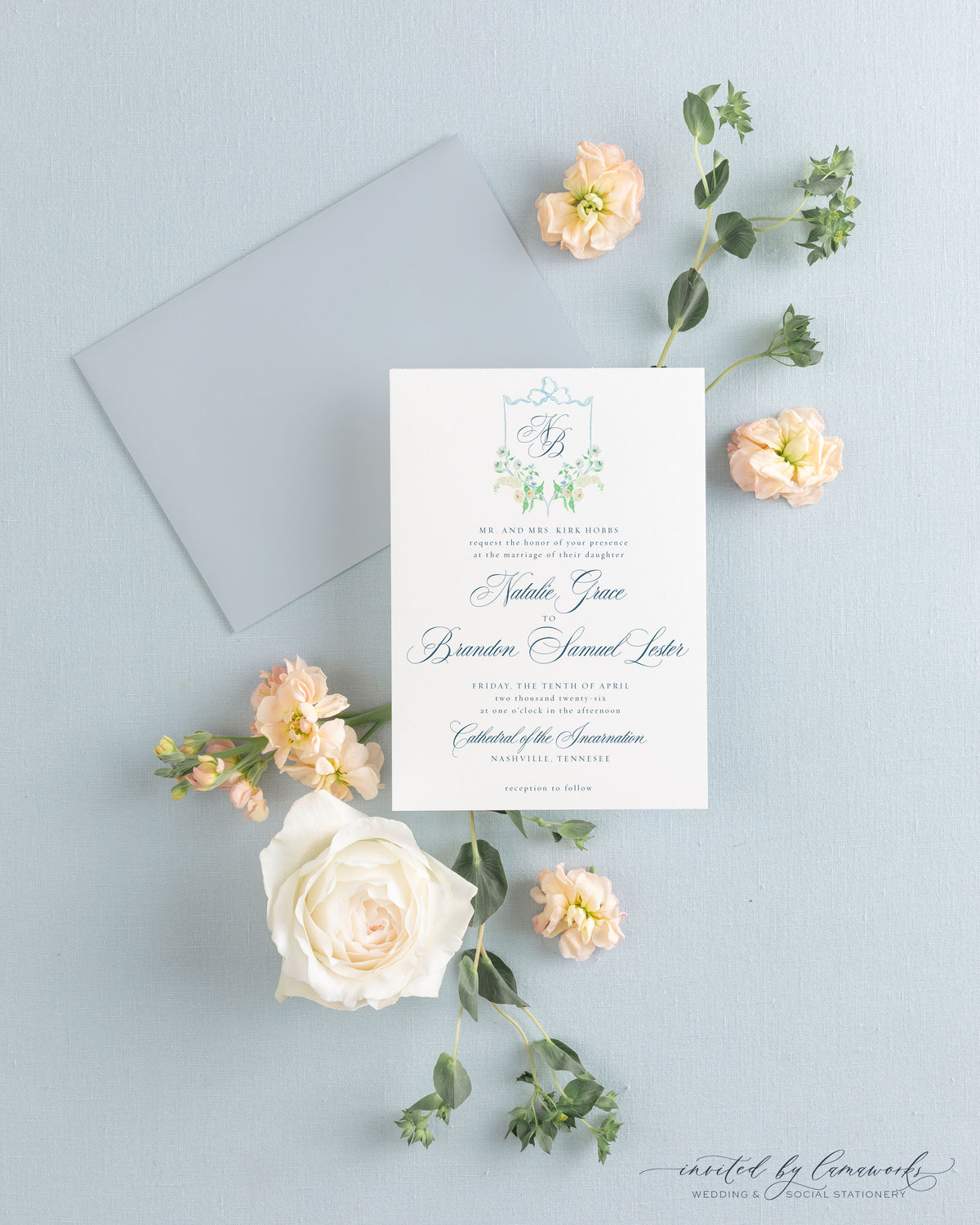 Natalie | Invitation Suite - Crest and Monogram