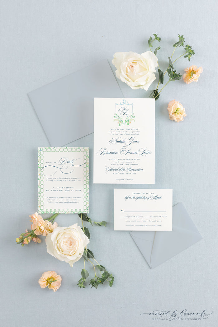 Natalie | Invitation Suite - Crest and Monogram