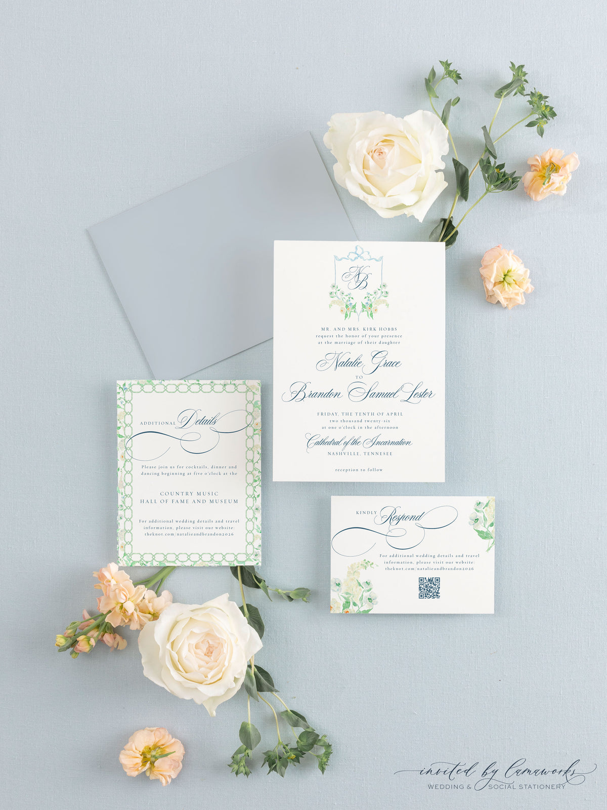 Natalie | Invitation Suite - Crest and Monogram