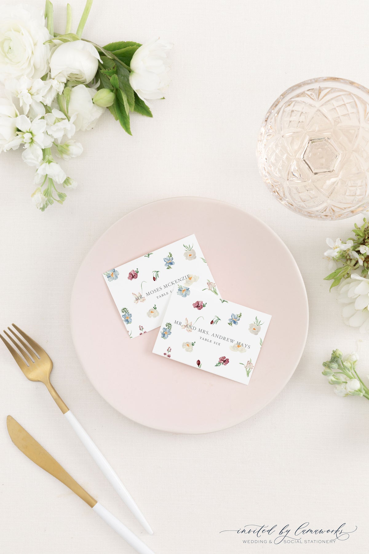 Odette | Floral Monogram  Escort or Place Card