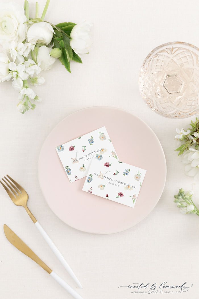 Odette | Floral Monogram  Escort or Place Card
