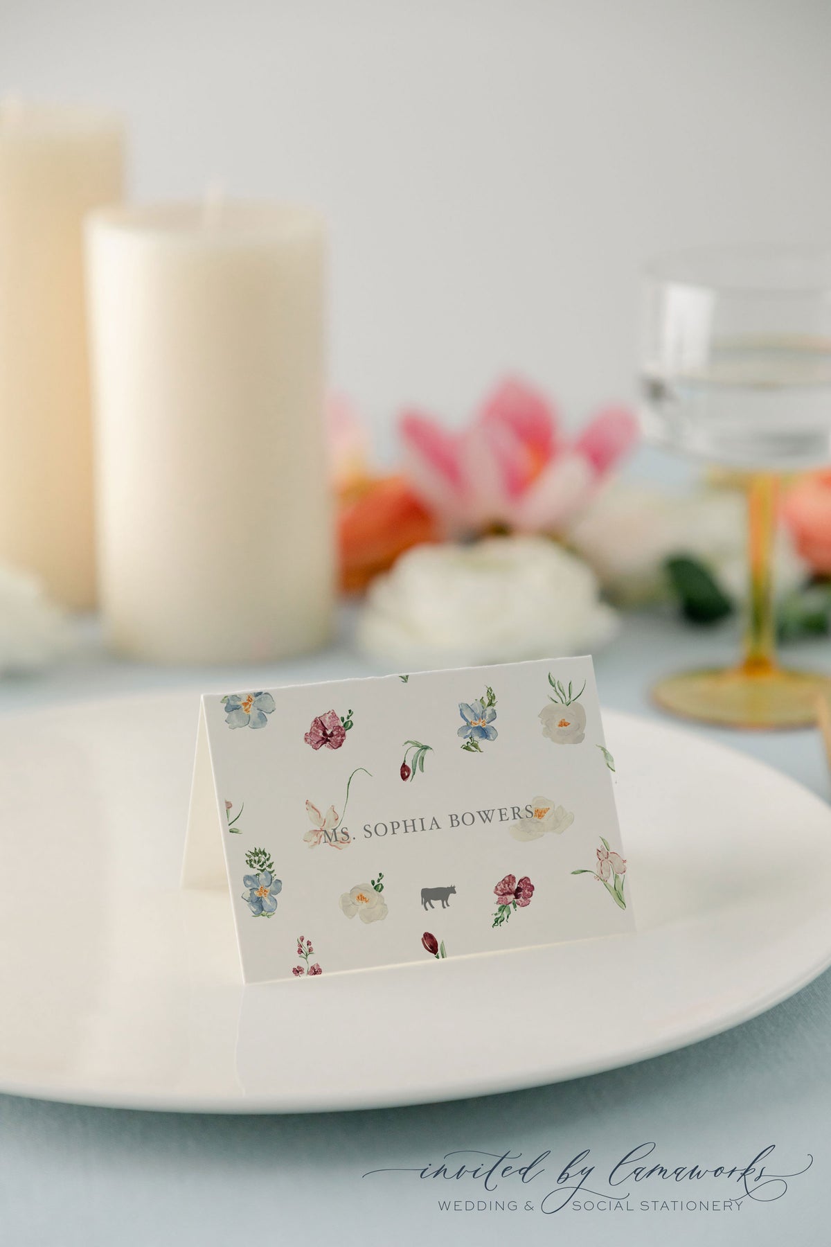 Odette | Floral Monogram  Escort or Place Card