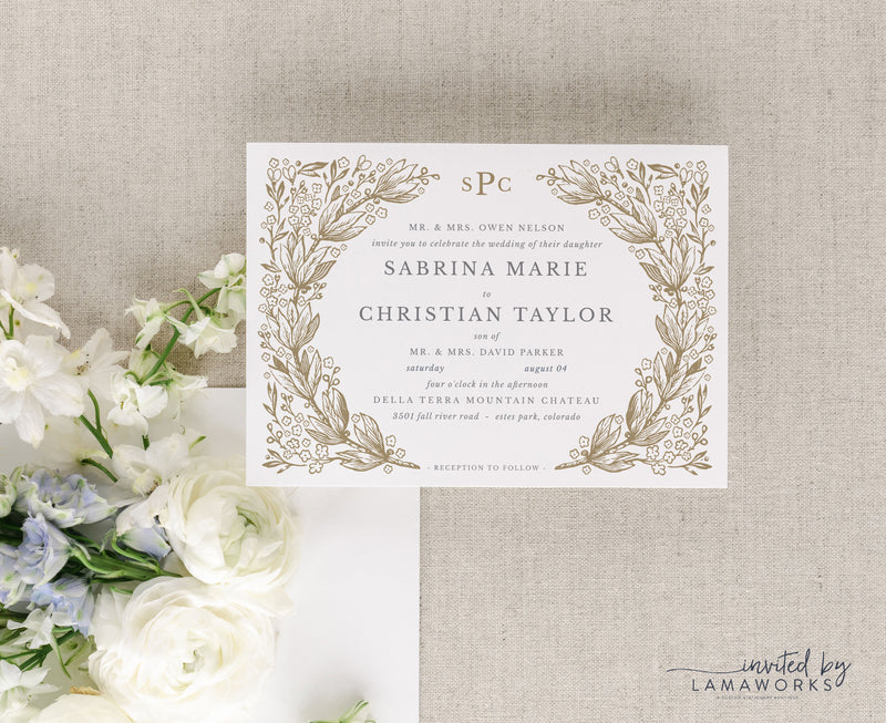 Whimsical Minimalist Floral Place Card or Escort Card | Louise
