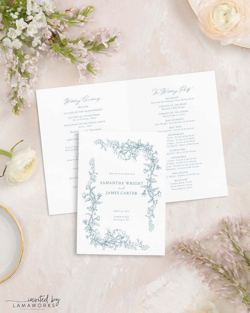 Delicate Floral Wedding Menu | Jacquelyn