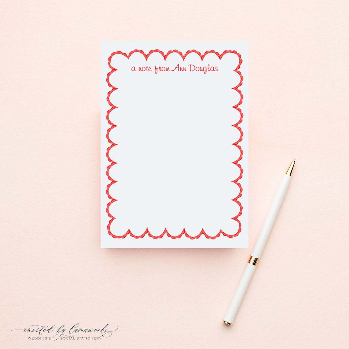 Red Scalloped Notepad