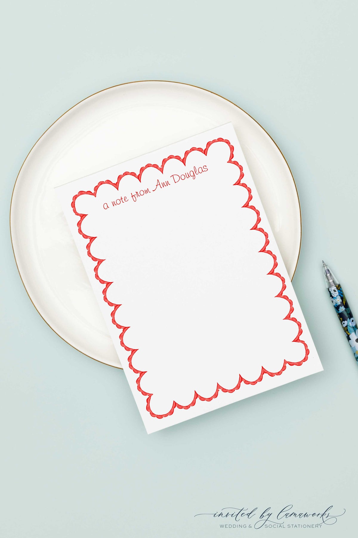 Red Scalloped Notepad