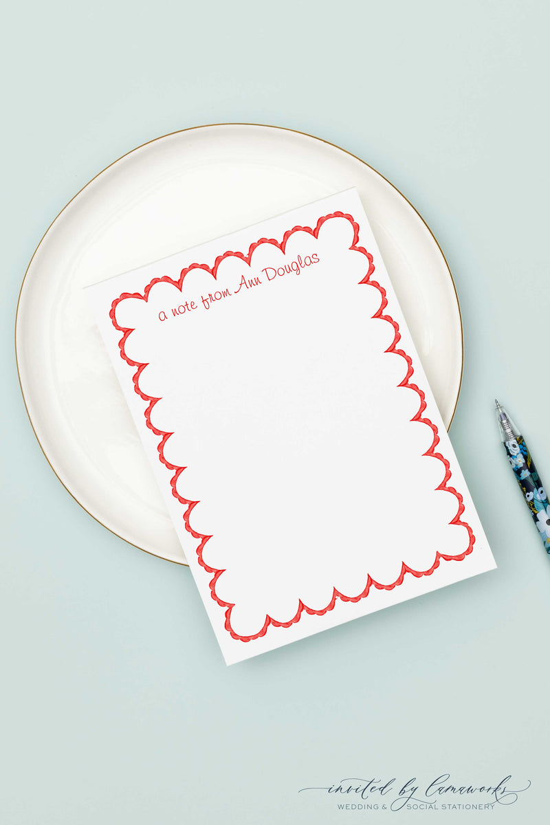 Red Scalloped Notepad