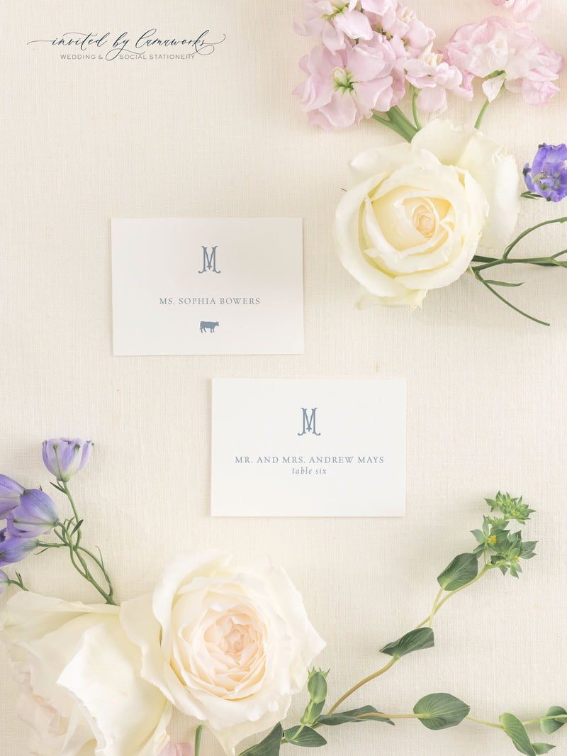 Victoria | Monogram  Escort or Place Card