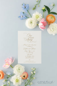 Daphne | One Day Away Invitation