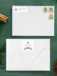 Red Bow Monogram Swag Return Address Label