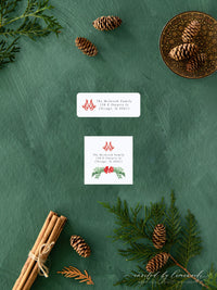 Red Bow Monogram Swag Return Address Label