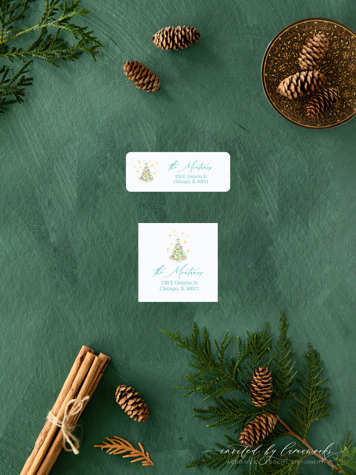 Christmas Tree with Stars Return Address Label